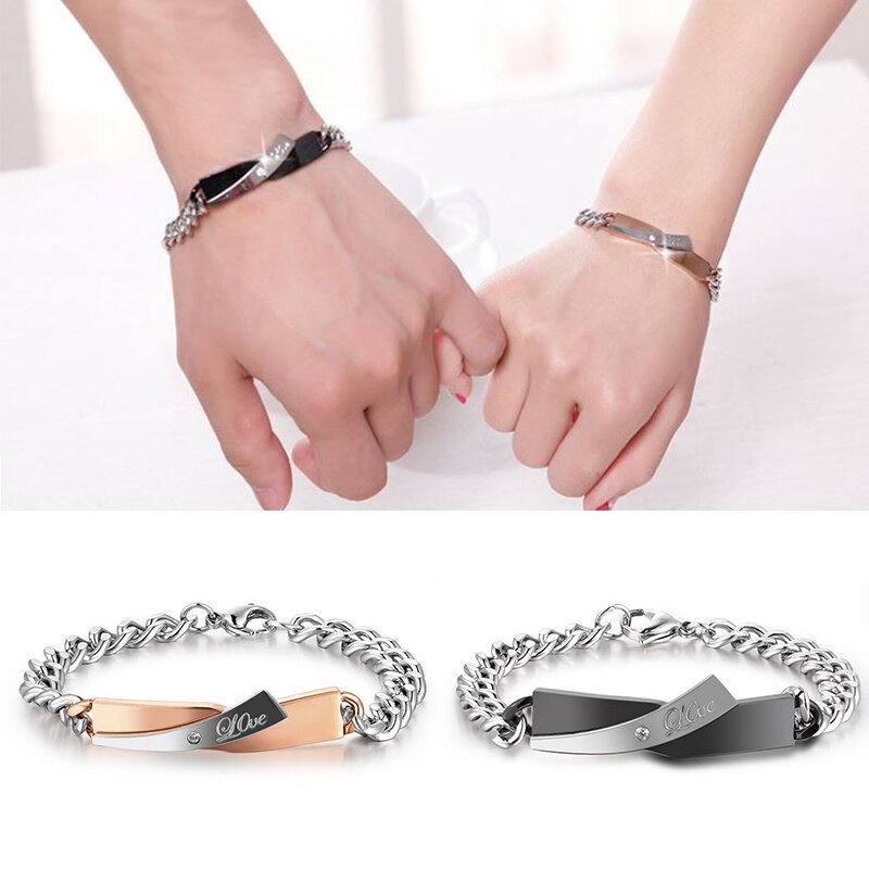romantic gift-ready couple connect bracelets in box