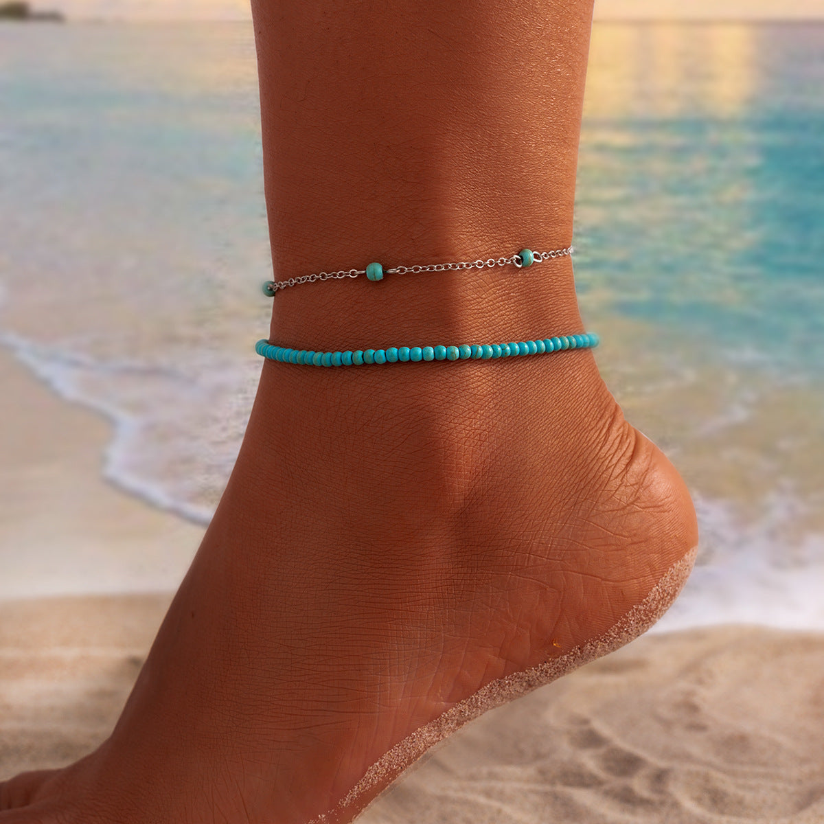 Boho Beaded Beach Anklet – Multi-Layer Foot Jewelry for Women - Oria Jewel