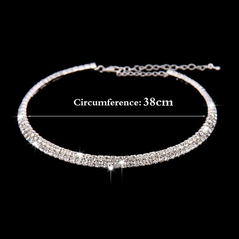 Classic Crystal Elegance Jewelry Set: Sparkling two-row crystal choker, 38cm | Oria Jewel
