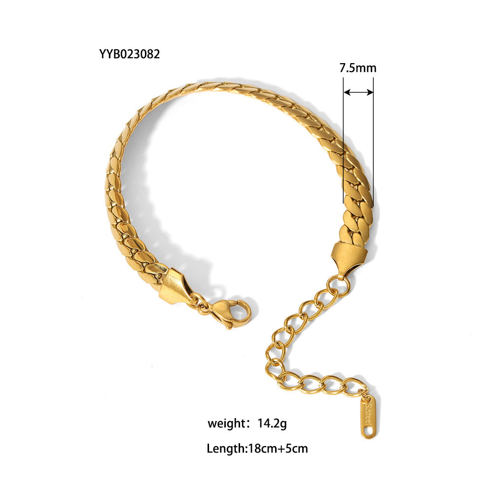 stainless gold chain bracelet with free pouch