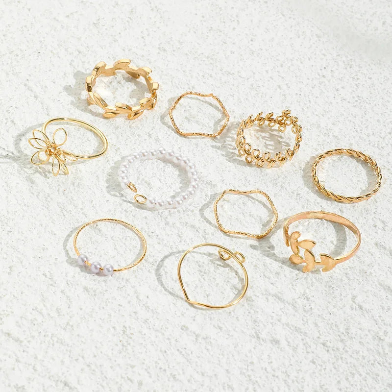Bohemian Wave & Butterfly Ring Set โ Vintage Trendy Jewelry - Oria Jewel