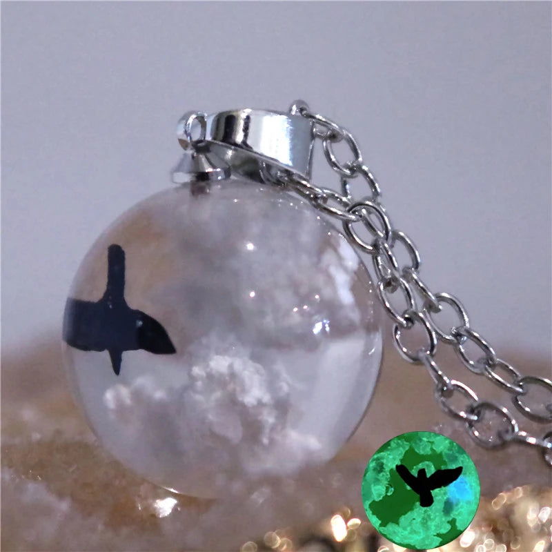Elegant close-up of translucent cloud resin necklace | Oria Jewel