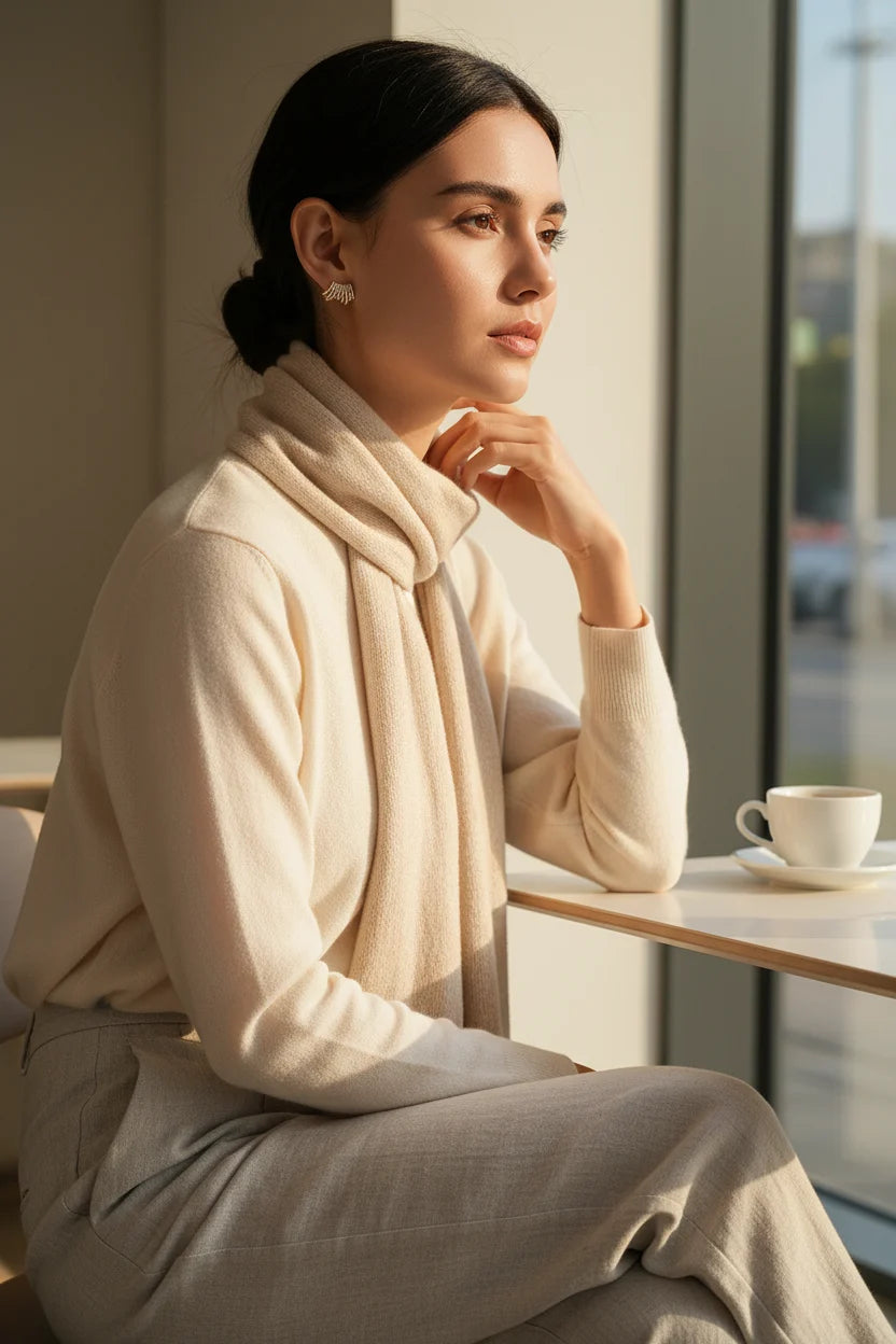 Fan Ear Cuff Earrings worn on model in soft window light | OriaJewel