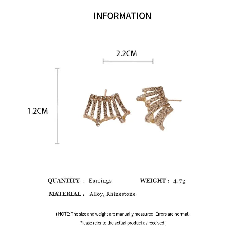Fan Ear Cuff Earrings size chart showing 2.2cm width and 1.2cm height | OriaJewel