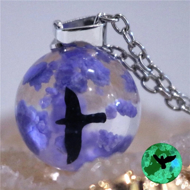 Chic Transparent Resin Rould Ball Moon Pendant Necklace Women Blue Sky White Cloud Chain Necklace Fashion Jewelry Gifts for Girl - Oria Jewel