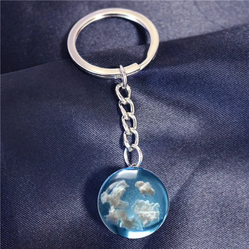 Chic Transparent Resin Rould Ball Moon Pendant Necklace Women Blue Sky White Cloud Chain Necklace Fashion Jewelry Gifts for Girl - Oria Jewel