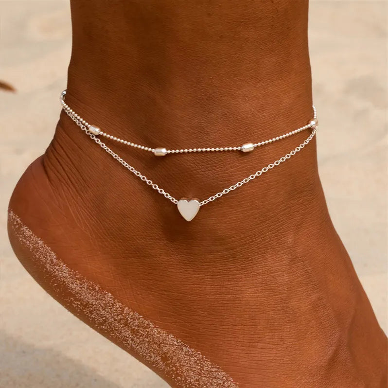 Boho Double Layer Pearl Anklet for Women β Beach Jewelry - Oria Jewel