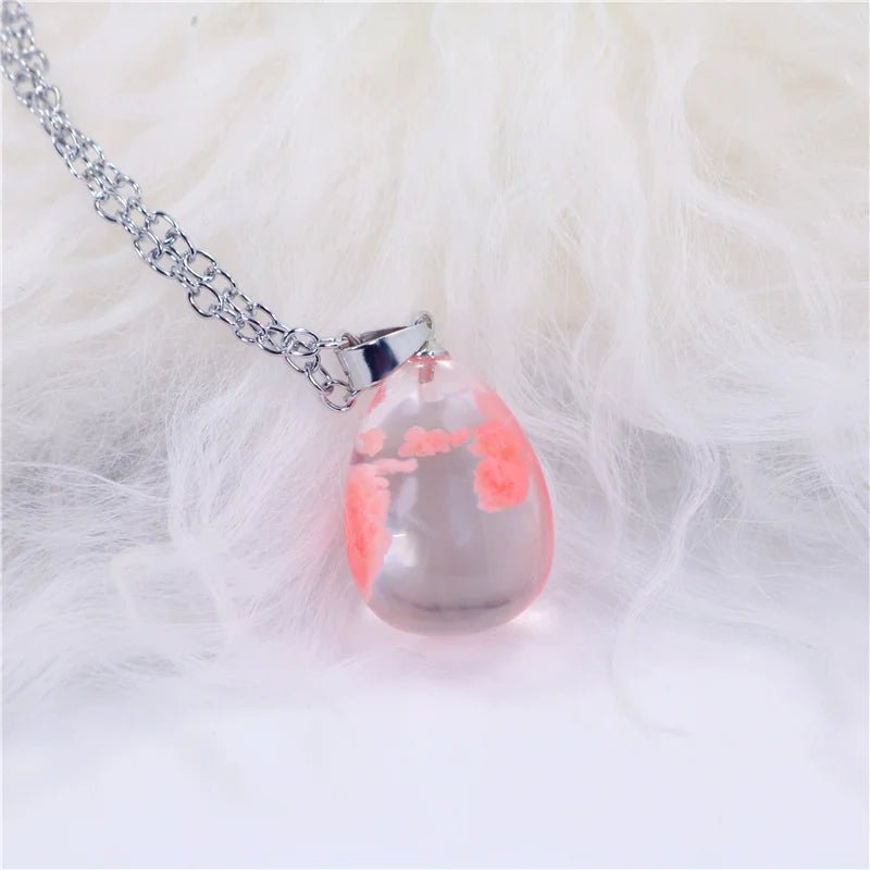 Chic Transparent Resin Rould Ball Moon Pendant Necklace Women Blue Sky White Cloud Chain Necklace Fashion Jewelry Gifts for Girl - Oria Jewel