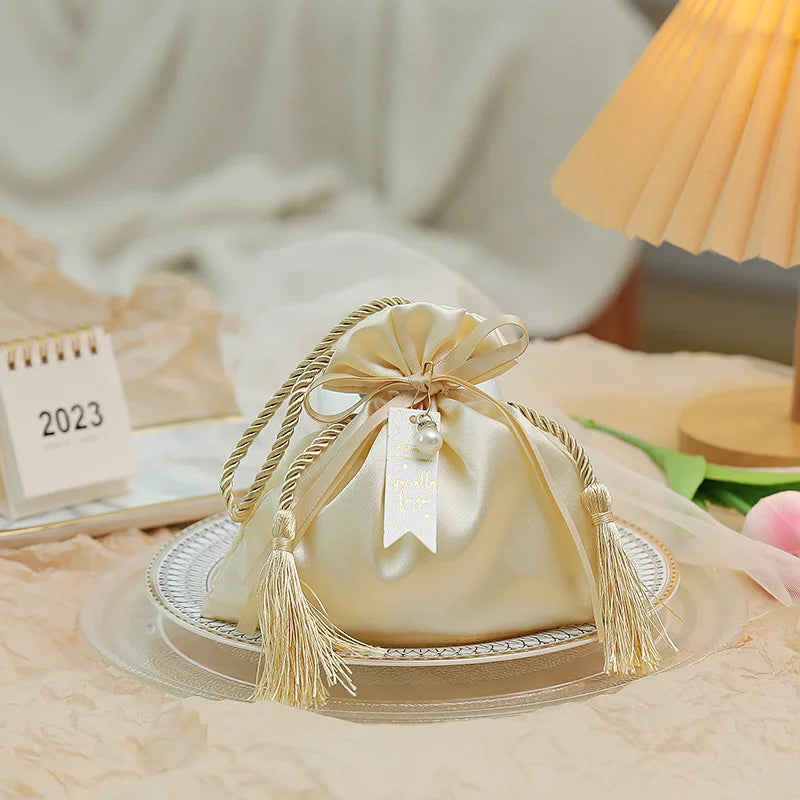 Pearl Satin Tassel Jewelry Pouch