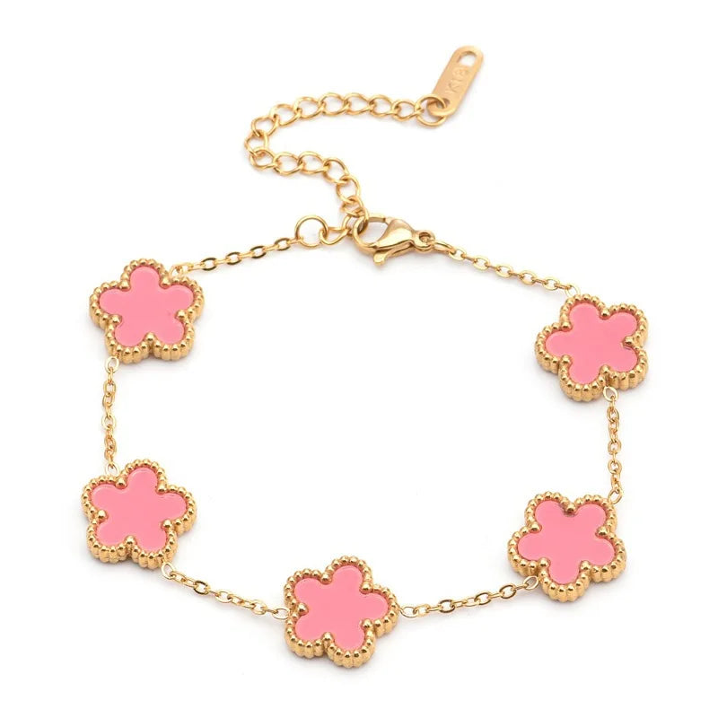 Adjustable Five-Leaf Clover Bracelet styled on wrist