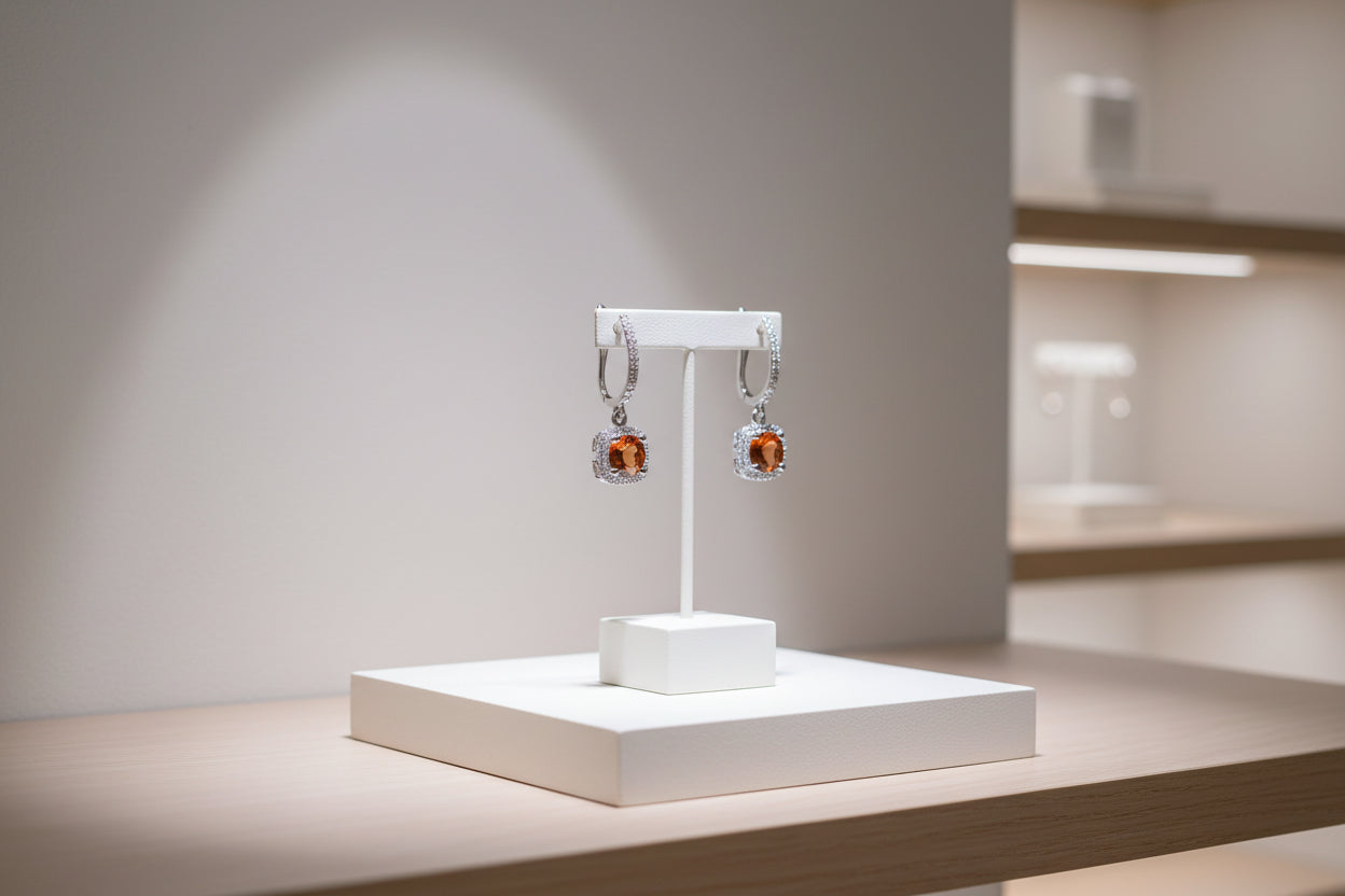 Amber Orange Drop Huggie Earrings