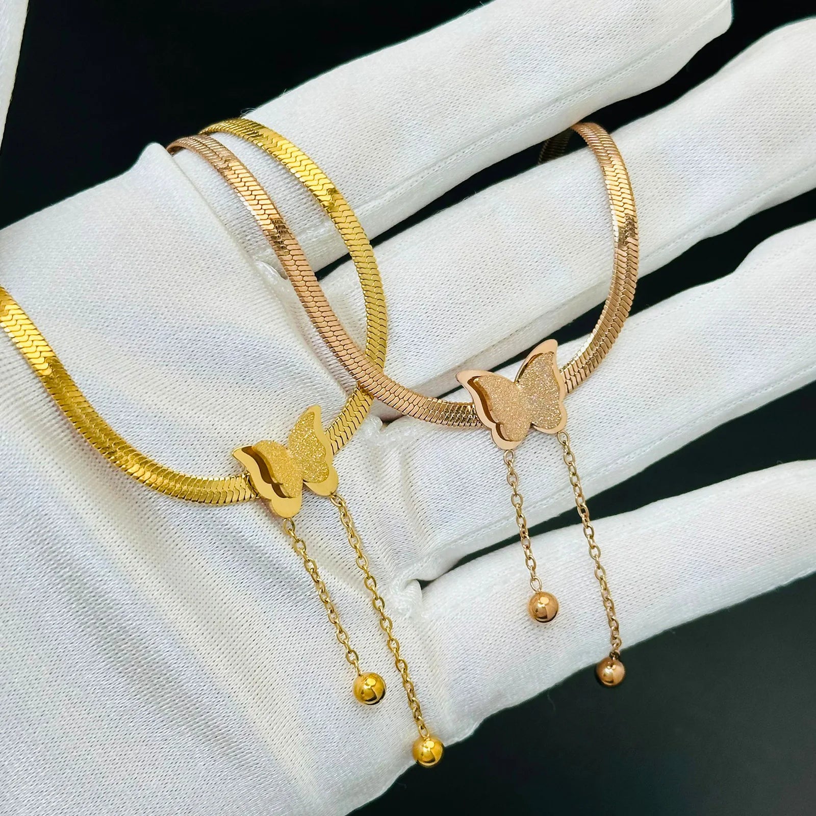 Multilayer Vintage Butterfly Necklace For Women Gold Color 316L Stainless Steel Blade Snake Chain Charms Choker Jewelry Gift - Oria Jewel