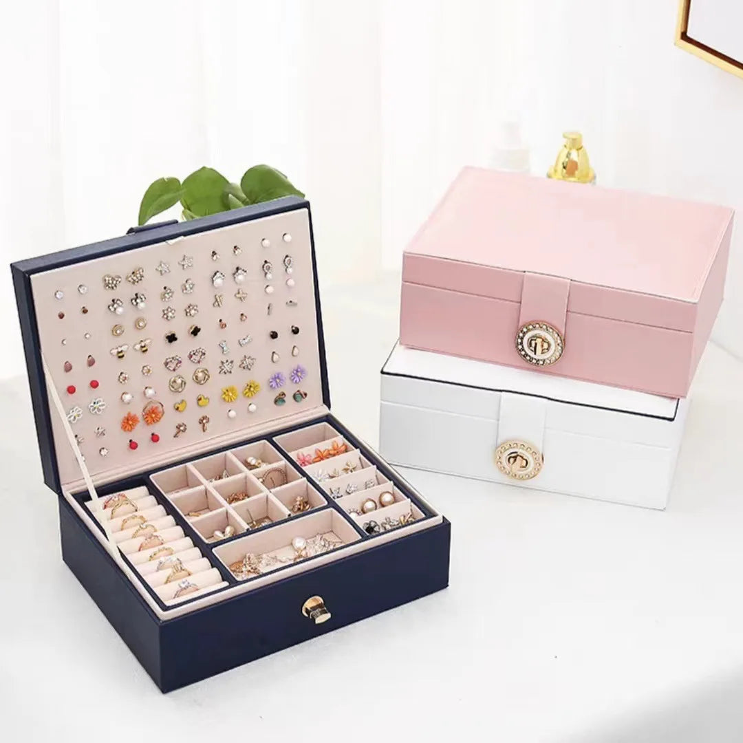 Leather Jewelry storage organizer with compartments | Oria Jewel