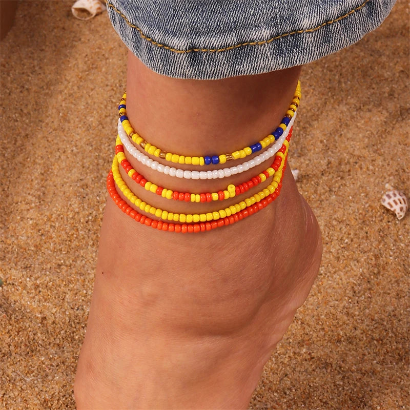 Boho Beaded Anklet β Handmade Colorful Summer Foot Chain for Women & Girls - Oria Jewel