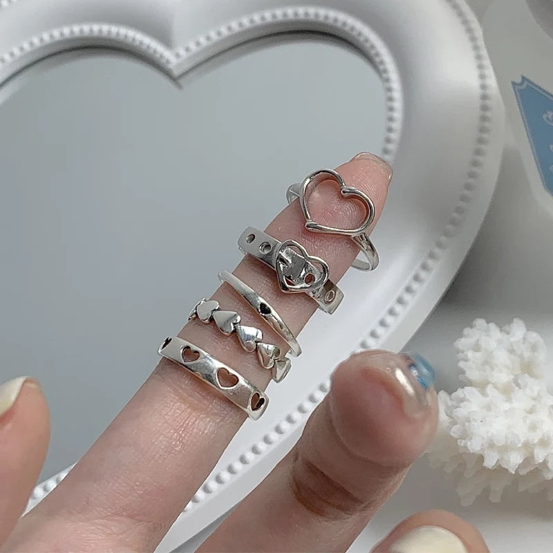 Bohemian Butterfly Pearl Rings Set for Women Shine Pearl Gothic Vintage Plated Retro Rhinestone Simple Finger Jewelry Gift - Oria Jewel