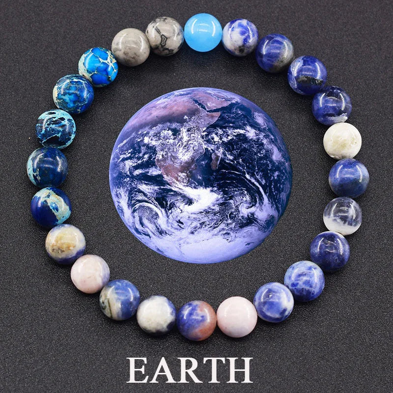 Eight Planets Bead Bracelet Men Women Natural Stone Universe Solar Syetem Earth Moon Saturn Neptune Planet Handmade Jewelry Gift - Oria Jewel