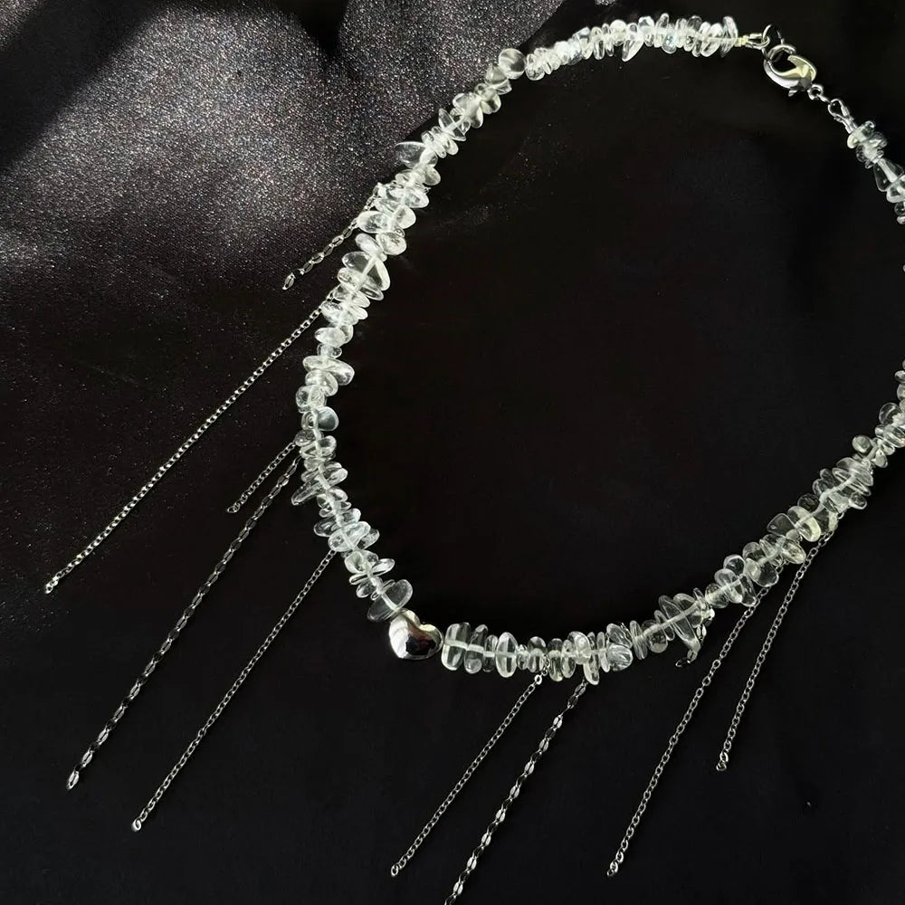 elegant heart pearl necklace close-up on Black background | Oria Jewel