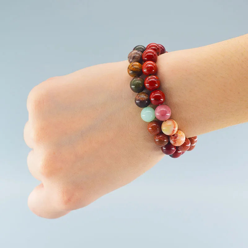 handmade Eight Planets Stone Bracelet on wrist