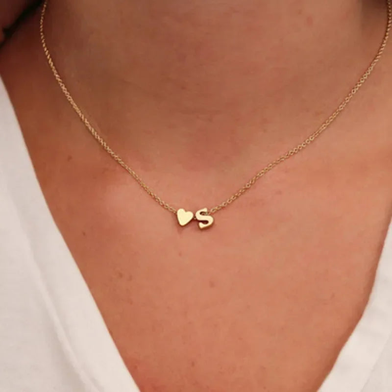Personalized Heart Initial Necklace โ Gold & Silver Jewelry - Oria Jewel