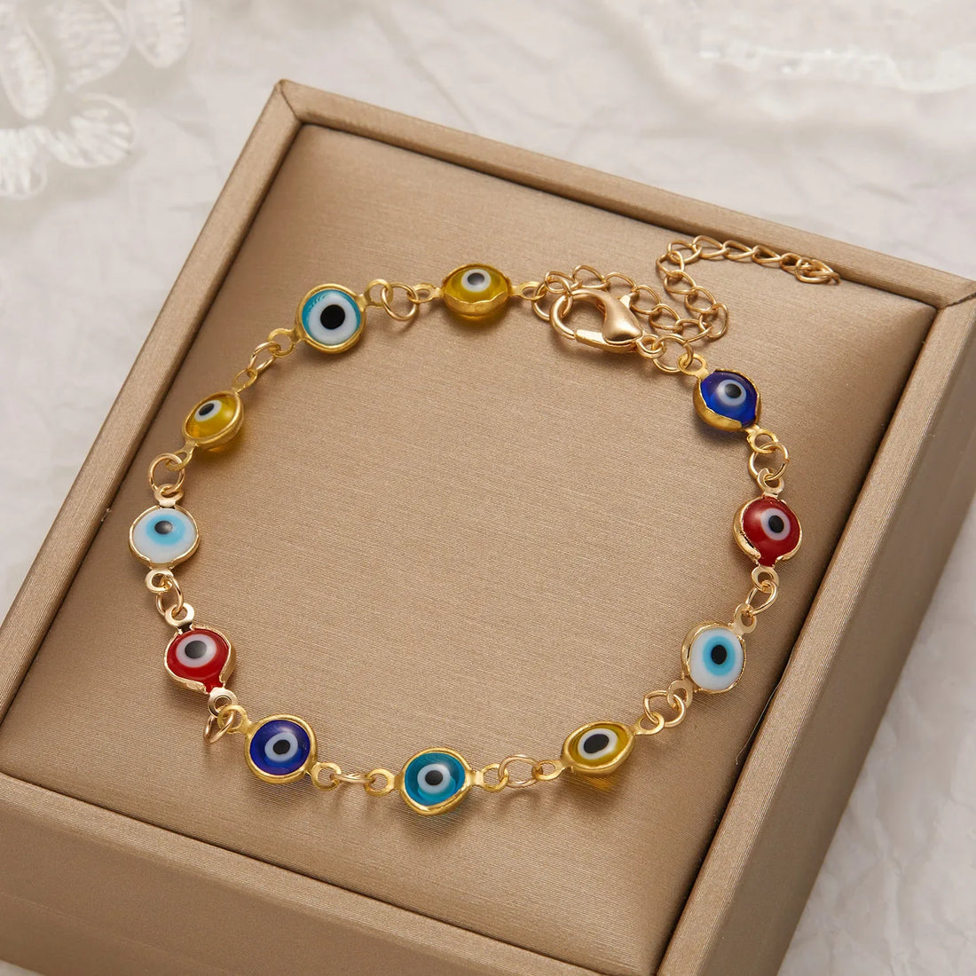 protective Evil Eye Charm Bracelet with blue charm