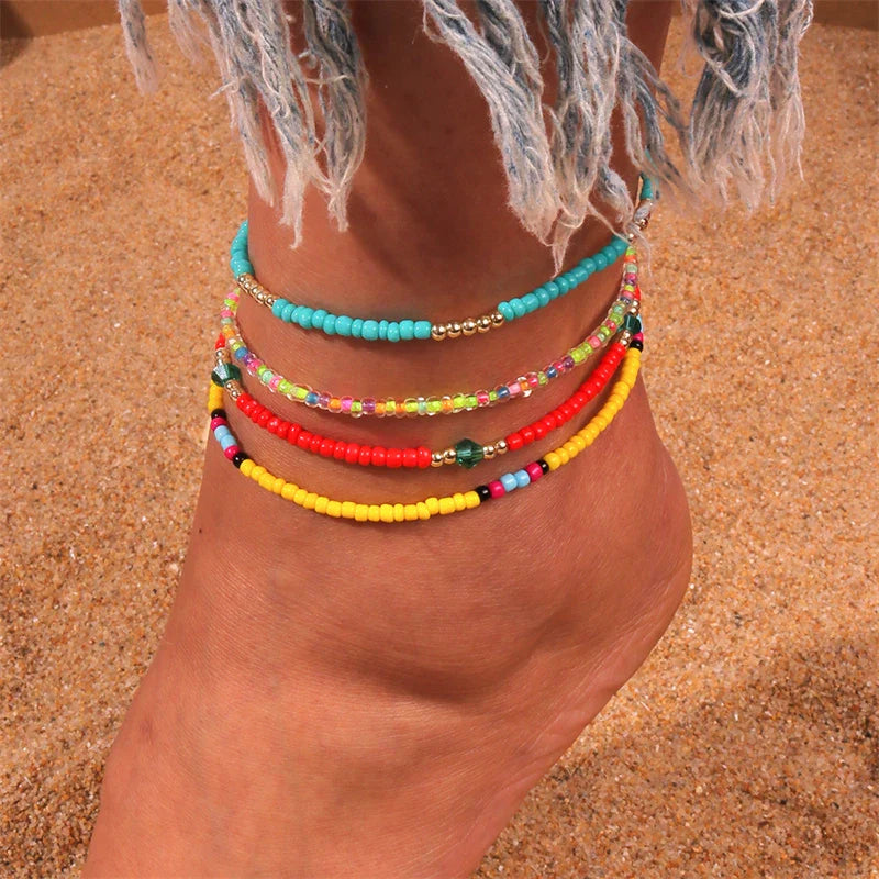 Boho Beaded Anklet β Handmade Colorful Summer Foot Chain for Women & Girls - Oria Jewel