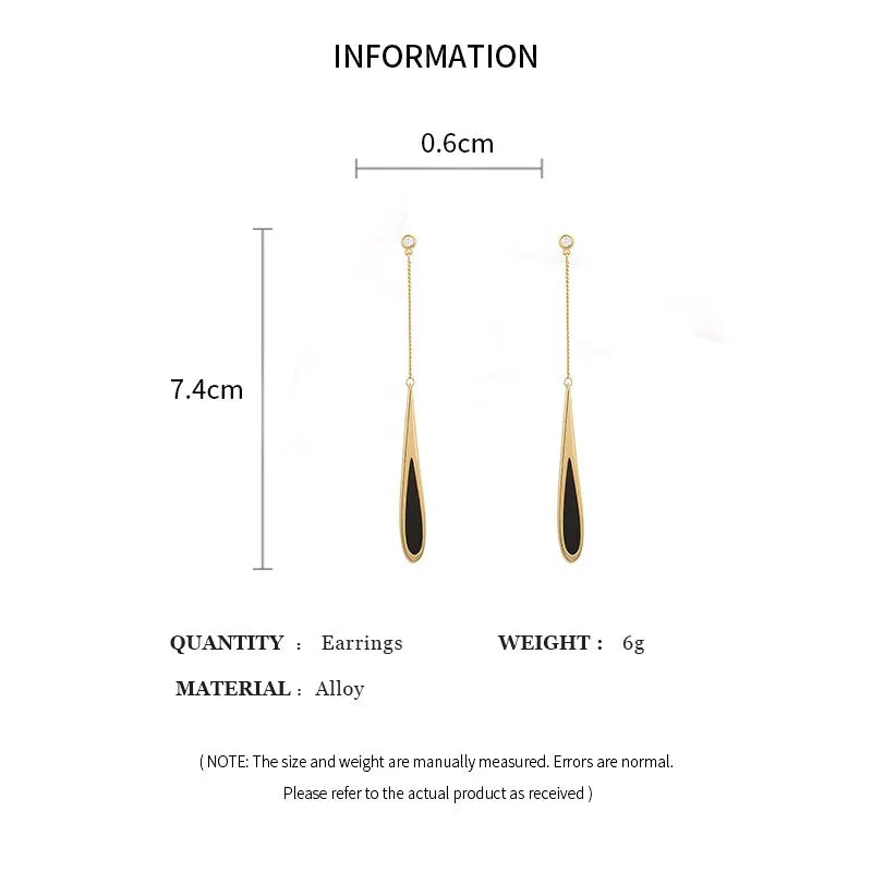 Simple Geometric Square Drop Earring For Women Korean Fashion Gold-color Line Long Tassel Dangle Earrings Party Jewelry Gift - Oria Jewel