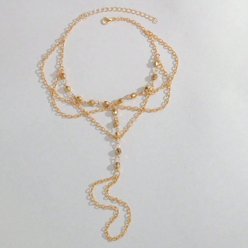 Elegant Beaded Anklet styled with casual summer outfit | Oria Jewel