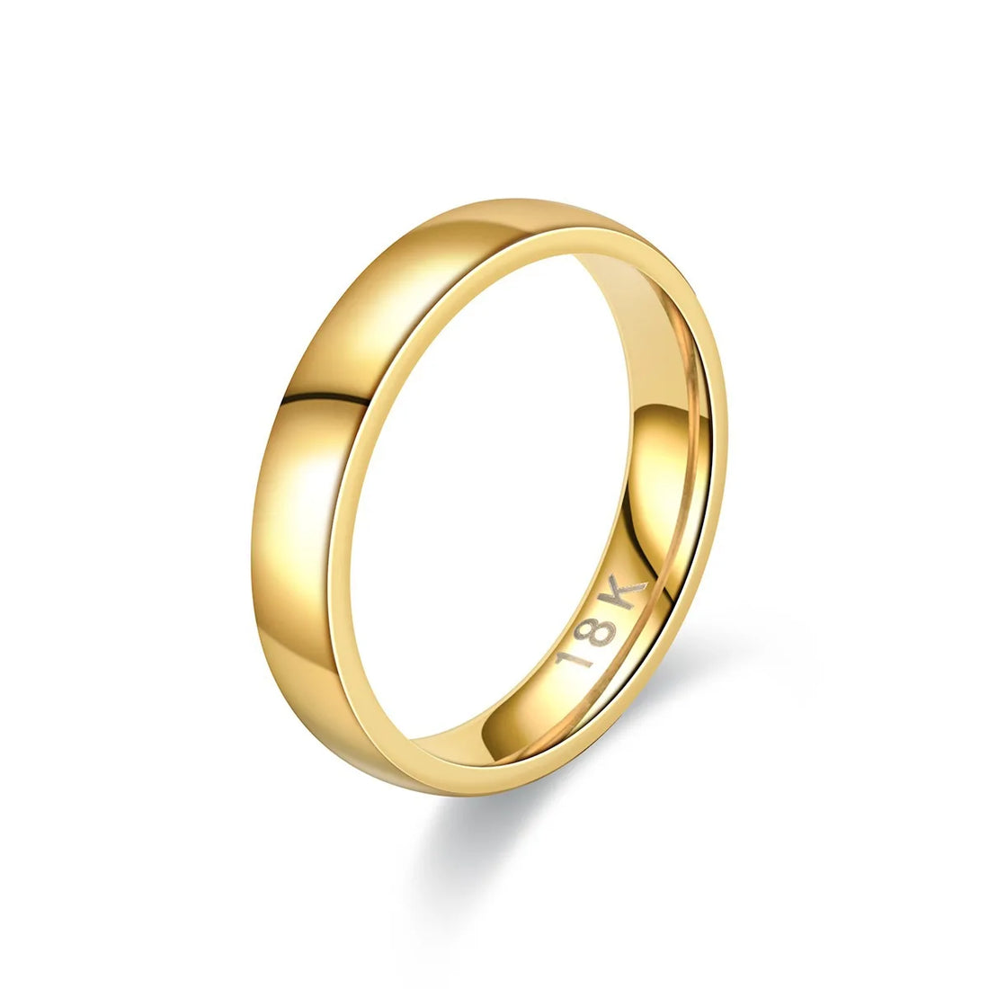 Polished 18K gold band ring, Classic Silver Band Ring style. White background | Oria Jewel