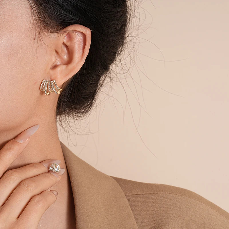 Delicate Rhinestone Stud Earrings - Oria Jewel
