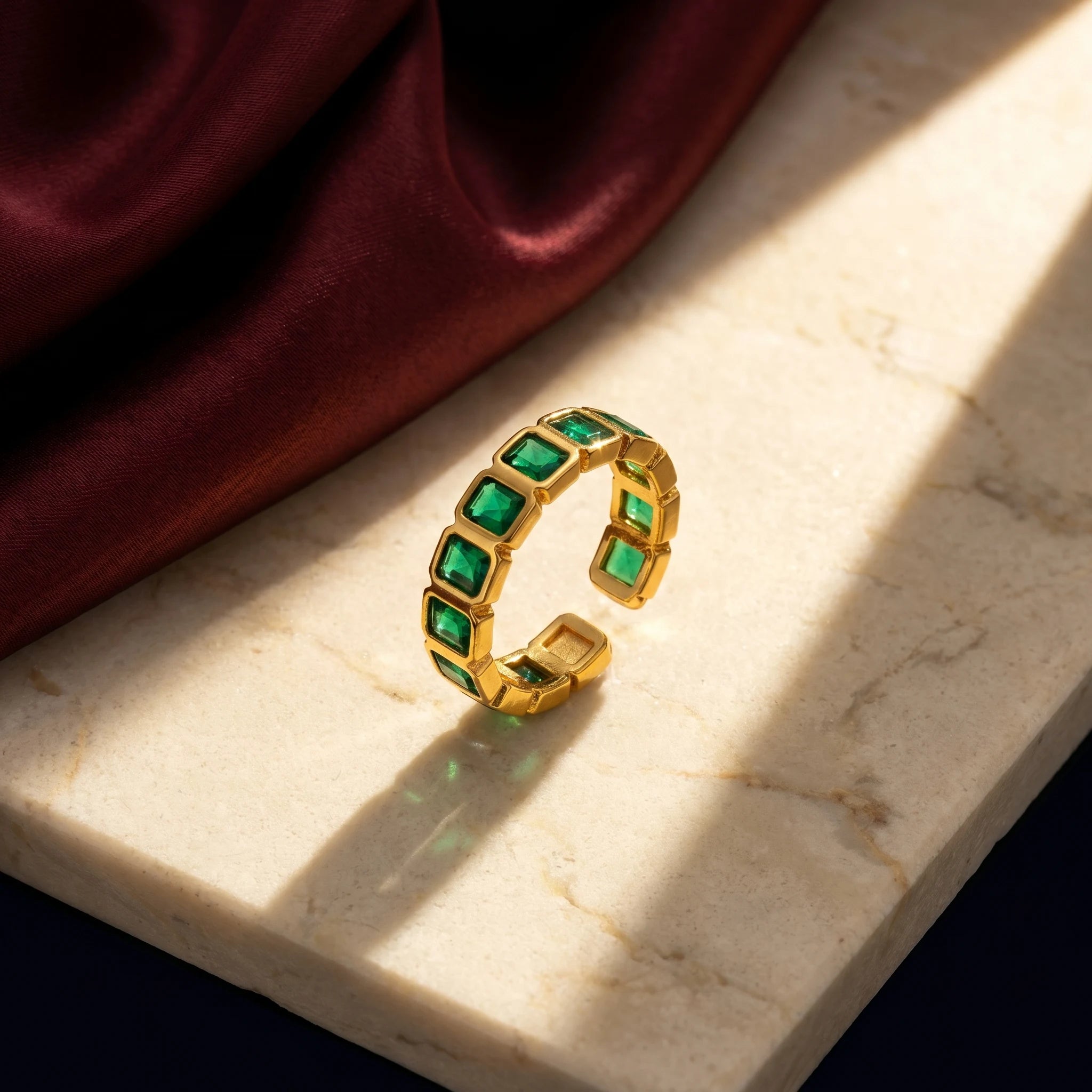 Green Stone Band Ring