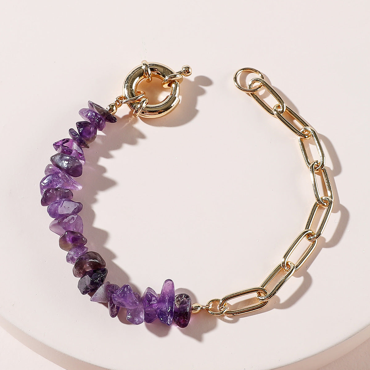 Raw Amethyst Crystal Bracelet – Natural Stone Chain Jewelry - Oria Jewel