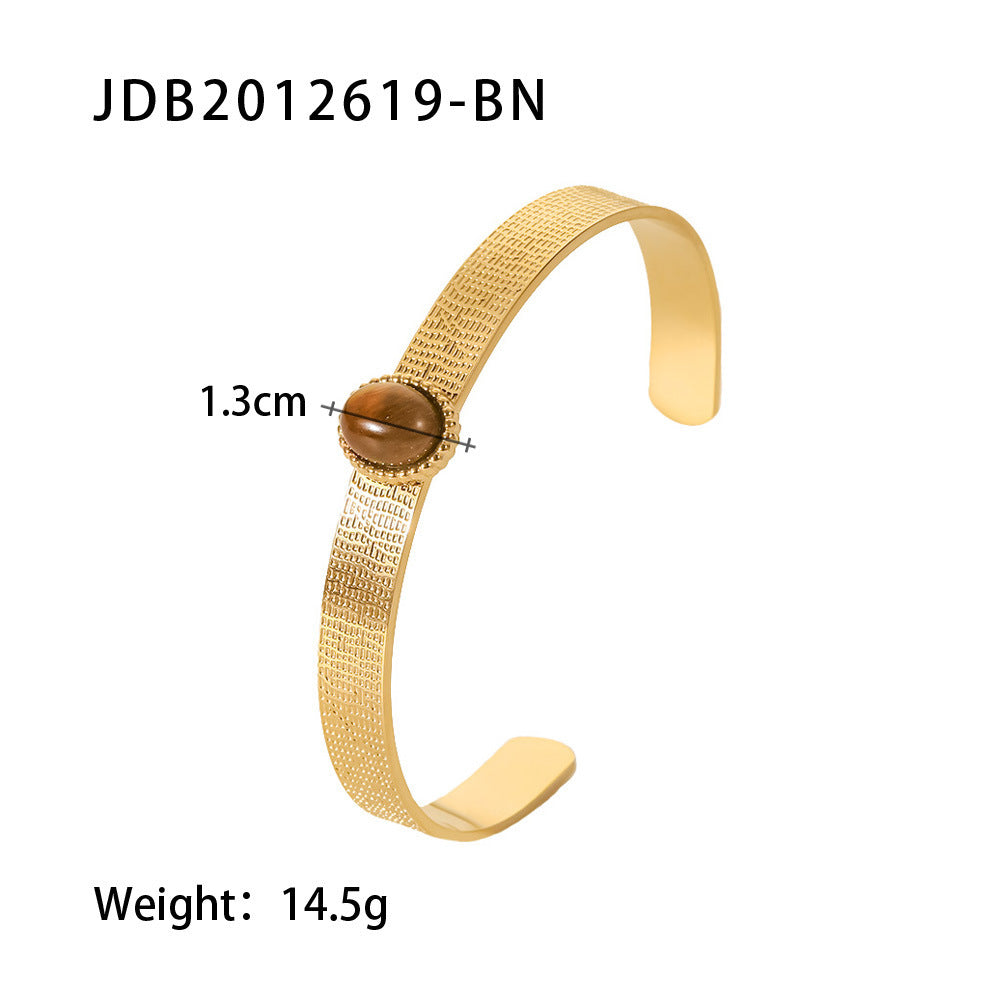 Gold-Plated Stainless Steel Bracelet with Zirconia – Elegant Jewelry - Oria Jewel