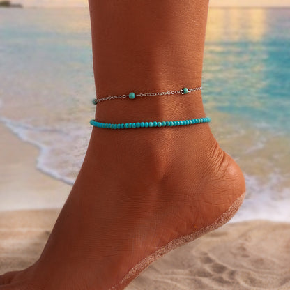 Boho Beaded Beach Anklet – Multi-Layer Foot Jewelry for Women - Oria Jewel