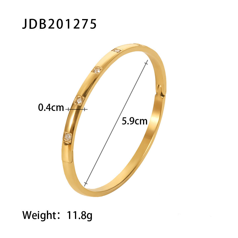 Gold-Plated Stainless Steel Bracelet with Zirconia – Elegant Jewelry - Oria Jewel