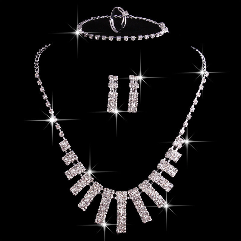 Rhinestone Jewelry Set – Necklace, Earrings, Ring &amp; Bracelet - Oria Jewel