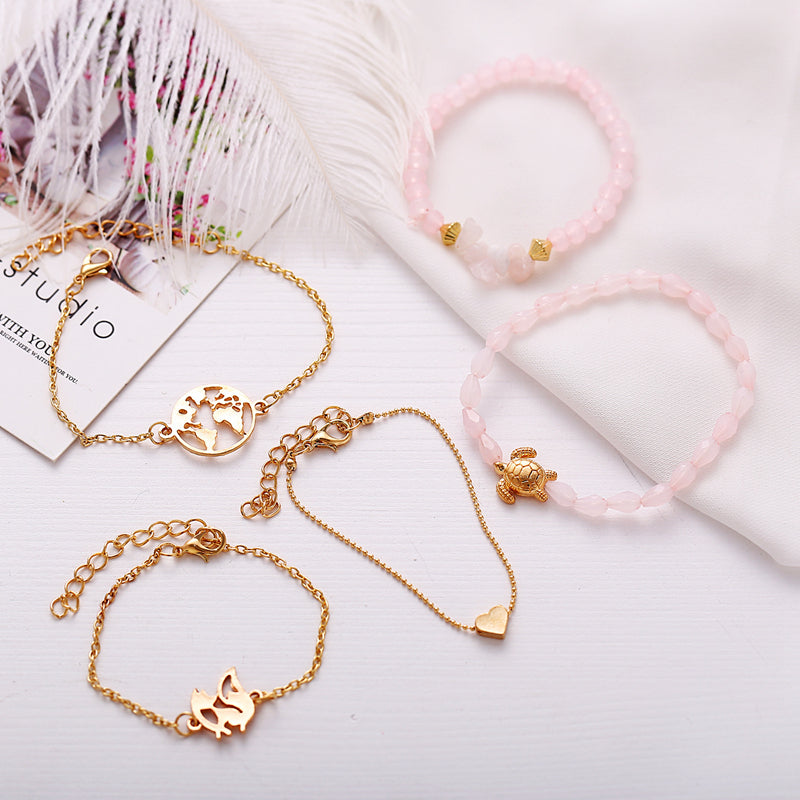 Bead Chain Bracelet &amp; Anklet Set – Stylish Jewelry for Women - Oria Jewel