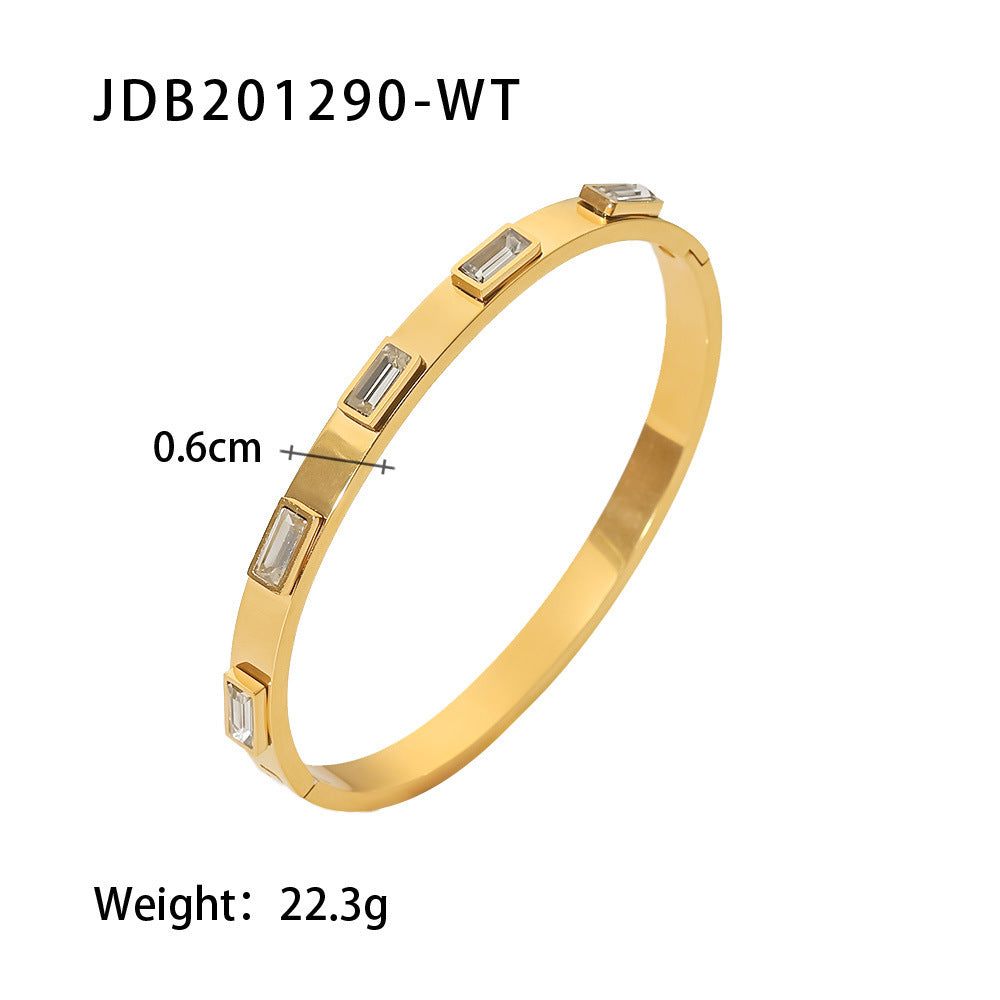 Gold-Plated Stainless Steel Bracelet with Zirconia – Elegant Jewelry - Oria Jewel