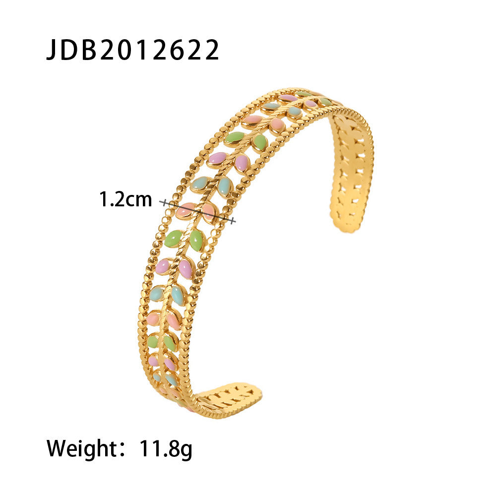 Gold-Plated Stainless Steel Bracelet with Zirconia – Elegant Jewelry - Oria Jewel