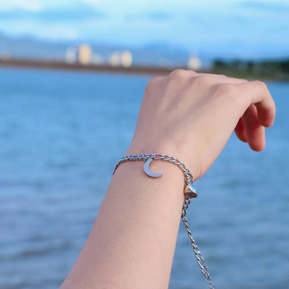 Sun &amp; Moon Magnet Couple Bracelets – Stainless Steel Jewelry Gift - Oria Jewel