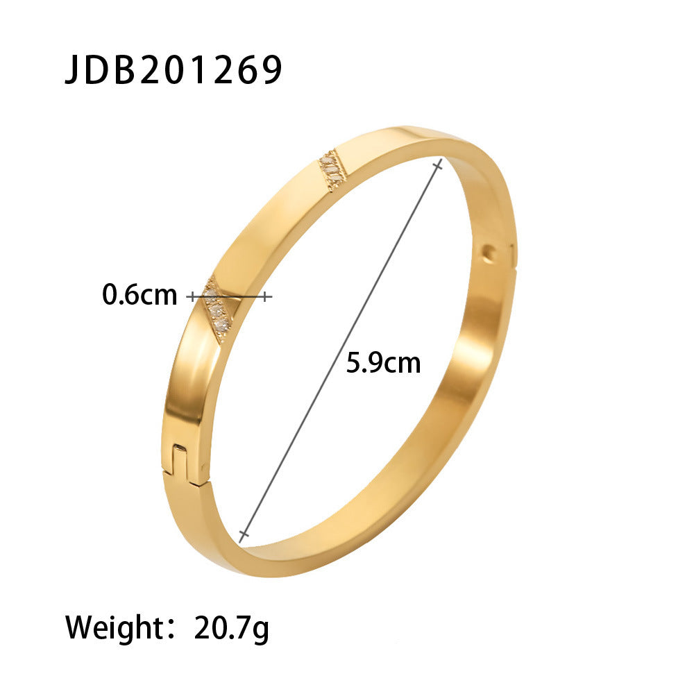 Gold-Plated Stainless Steel Bracelet with Zirconia – Elegant Jewelry - Oria Jewel