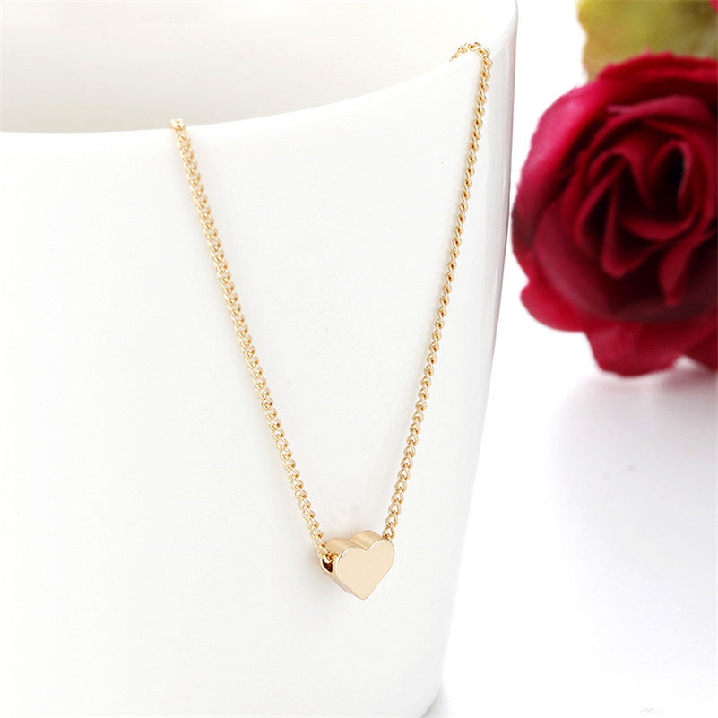 Gold Love Pendant Necklace – Double-Sided Heart Jewelry - Oria Jewel