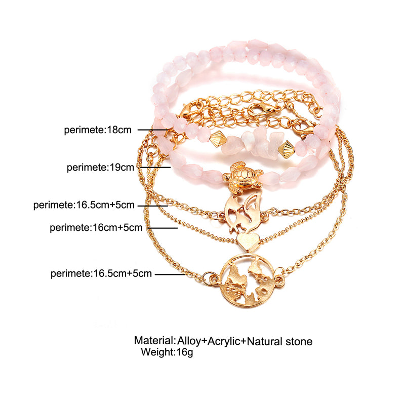 Bead Chain Bracelet &amp; Anklet Set – Stylish Jewelry for Women - Oria Jewel