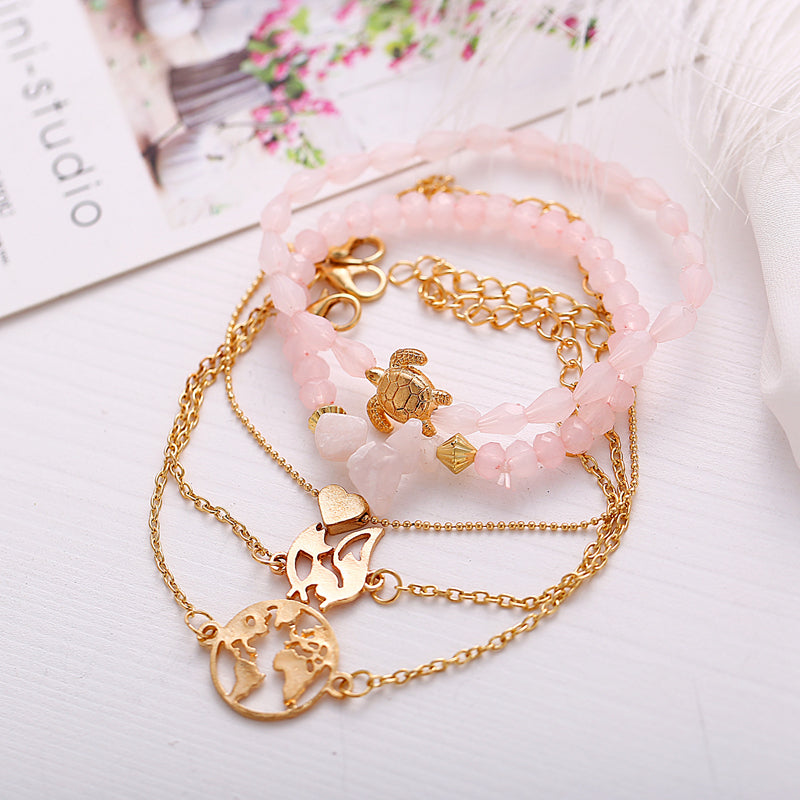 Bead Chain Bracelet &amp; Anklet Set – Stylish Jewelry for Women - Oria Jewel