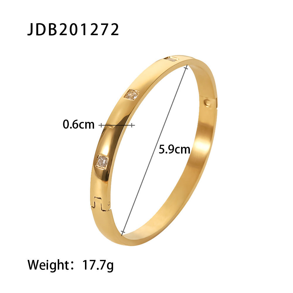 Gold-Plated Stainless Steel Bracelet with Zirconia – Elegant Jewelry - Oria Jewel