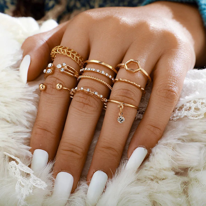 Bohemian Wave &amp; Butterfly Ring Set – Vintage Trendy Jewelry - Oria Jewel