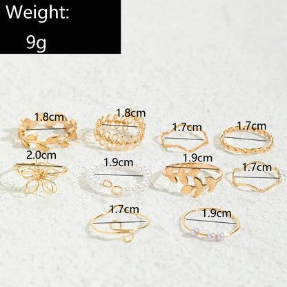 Bohemian Wave &amp; Butterfly Ring Set – Vintage Trendy Jewelry - Oria Jewel