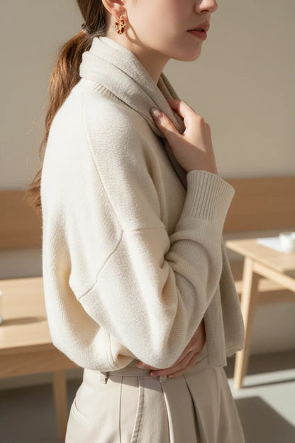 Burgundy Huggie Hoop Earrings worn on model with cozy neutral outfit | OriaJewel