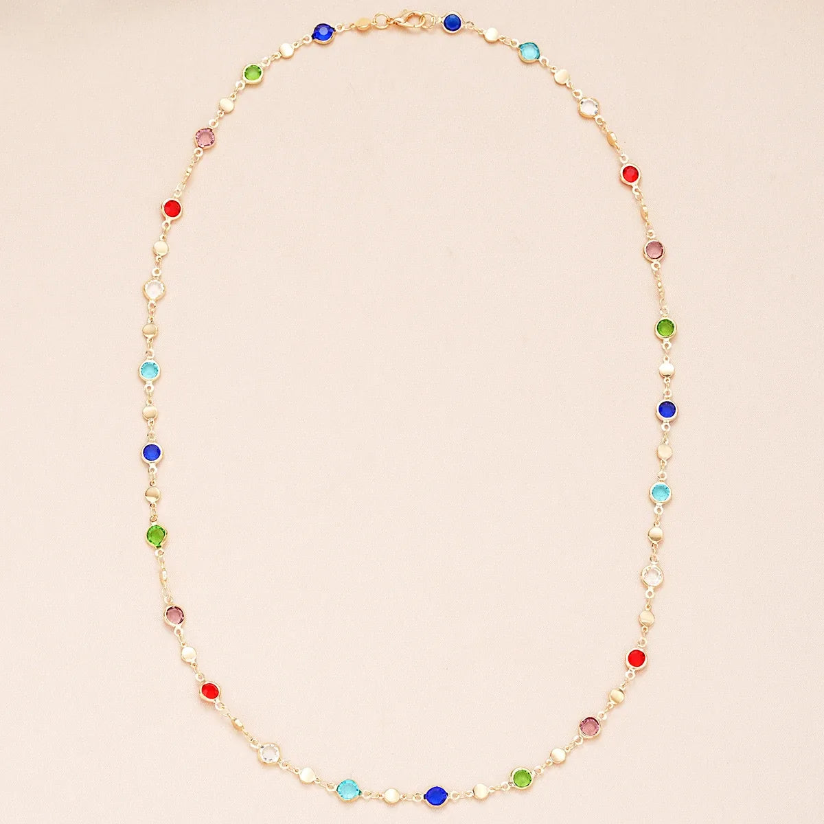 Colorful Crystal Y Necklace adorned with vibrant gemstones on a delicate chain | Oria Jewel