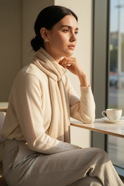 Fan Ear Cuff Earrings worn on model in soft window light | OriaJewel