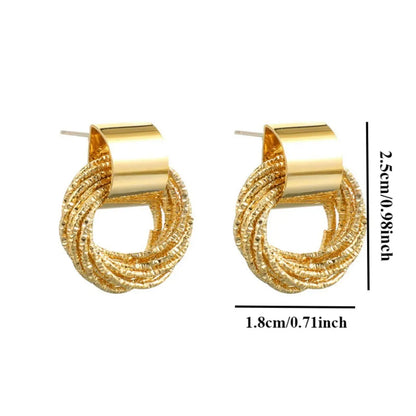 Gold Circle Drop Stud Earrings size dimensions graphic 2.5cm x 1.8cm | OriaJewel